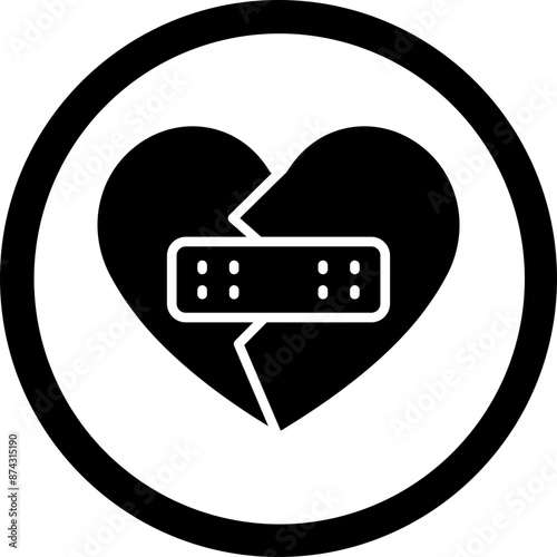 Heartbroken Glyph Black Icon