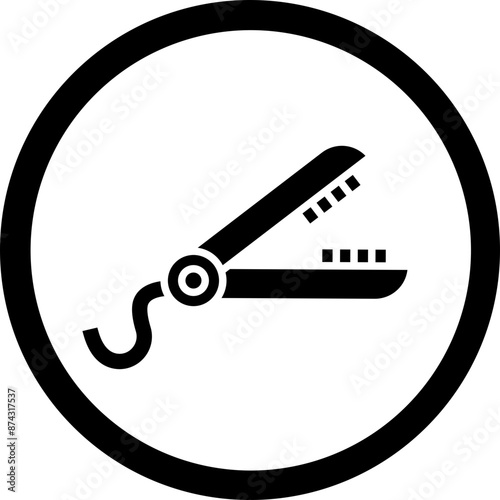 Hair Straightener Glyph Black Icon