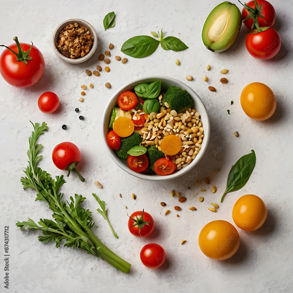 Healthy vegetarian food background Healthy vegetarian food background