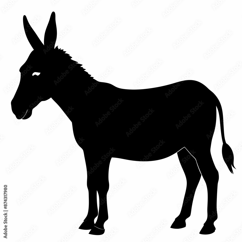 Fototapeta premium Donkey vector illustration, donkey isolated on white, donkey silhouette, donkey vector art