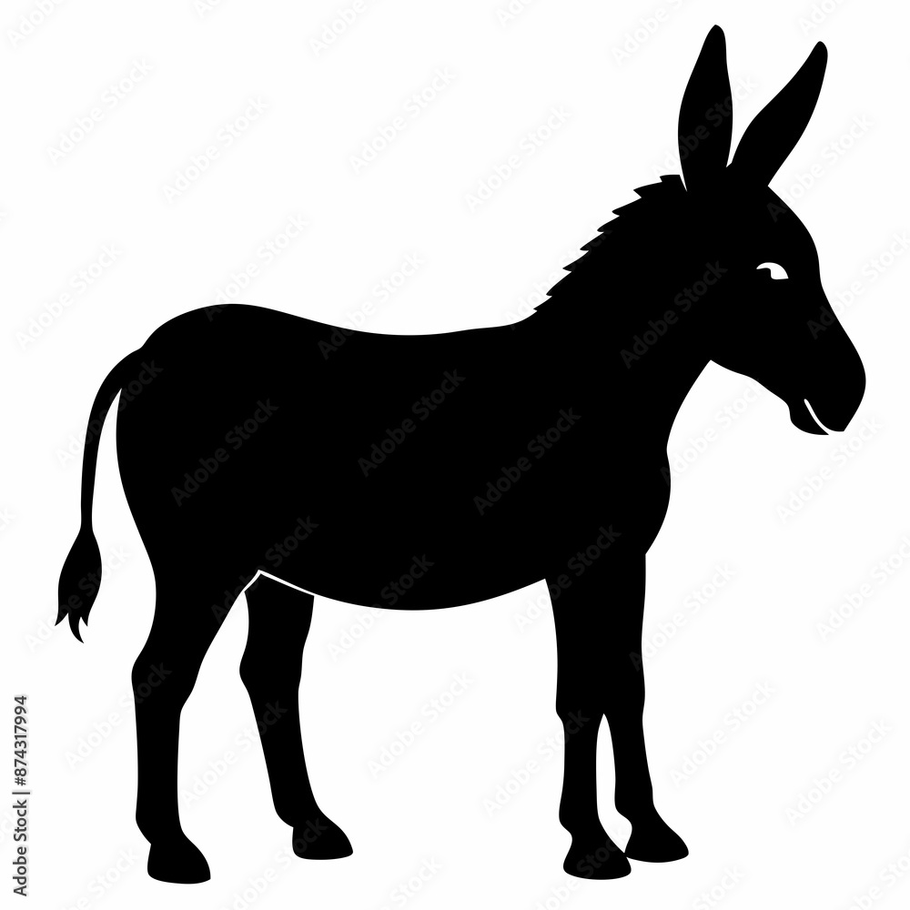 Fototapeta premium Donkey vector illustration, donkey isolated on white, donkey silhouette, donkey vector art
