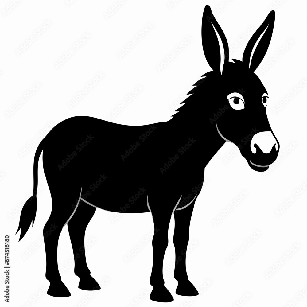 Donkey vector illustration, donkey isolated on white, donkey silhouette, donkey vector art Donkey vector illustration, donkey isolated on white, donkey silhouette, donkey vector art