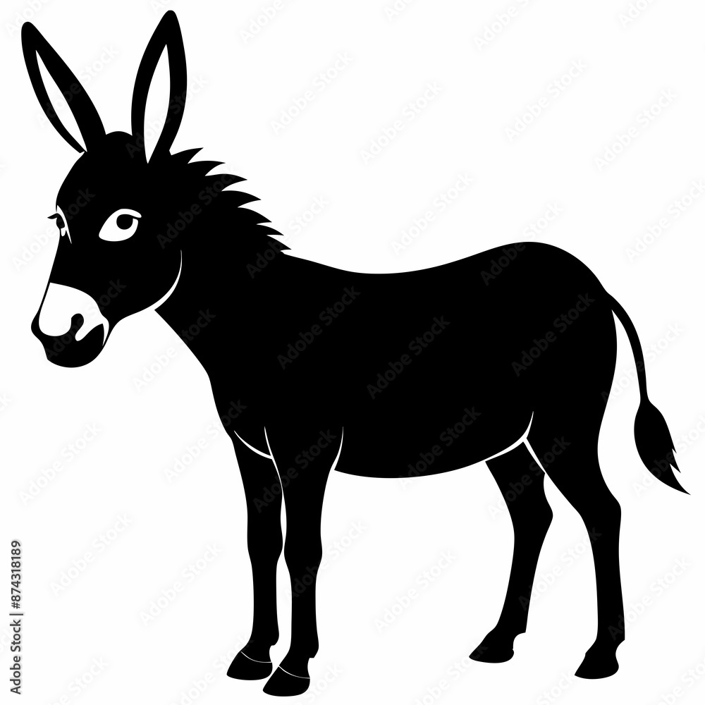 Donkey vector illustration, donkey isolated on white, donkey silhouette, donkey vector art Donkey vector illustration, donkey isolated on white, donkey silhouette, donkey vector art