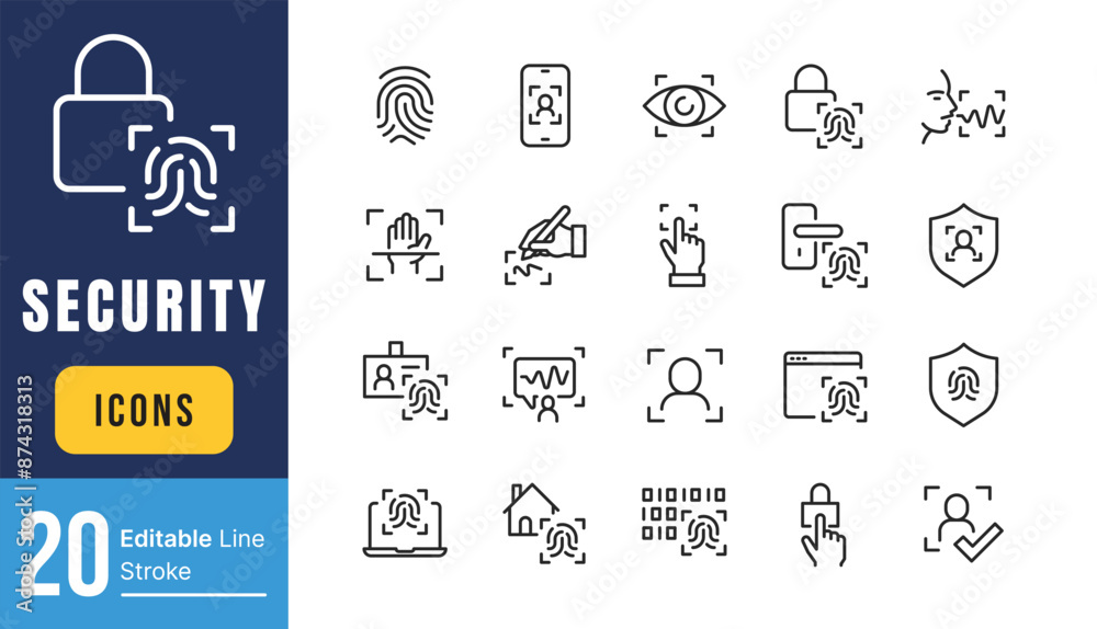 Set of Biometric Related Vector Line Icons. Contains such Icons as ...