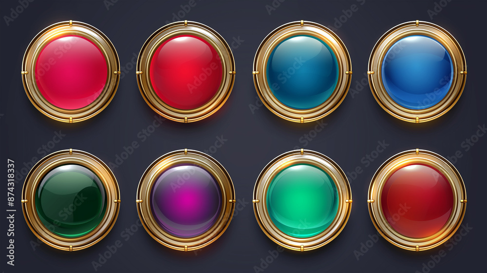 Asset of Button for mobile game or slot game on dark background, Illustration Asset of Button for mobile game or slot game on dark background, Illustration