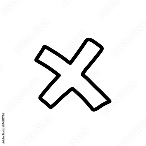 Cross sign doodle icon with simple and abstract design