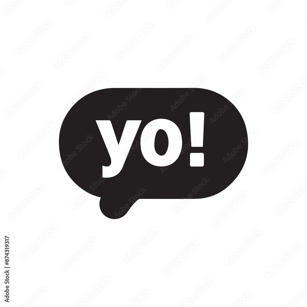Yo bubble text style creative icon exclamation fun hand funny design. Yo bubble text style creative icon exclamation fun hand funny design.