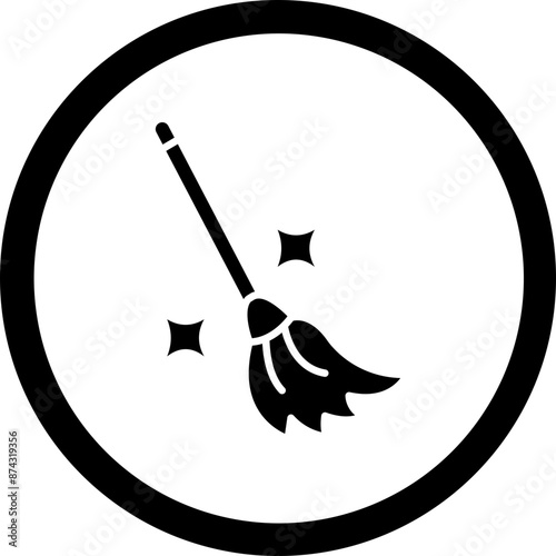Witch Broom Glyph Black Icon