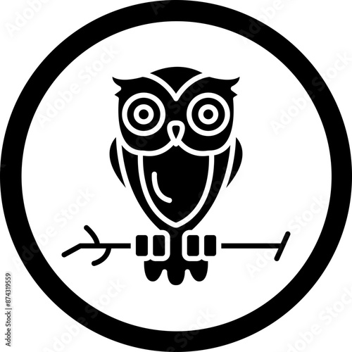 Owl Glyph Black Icon