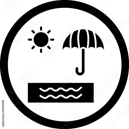Beach Glyph Black Icon