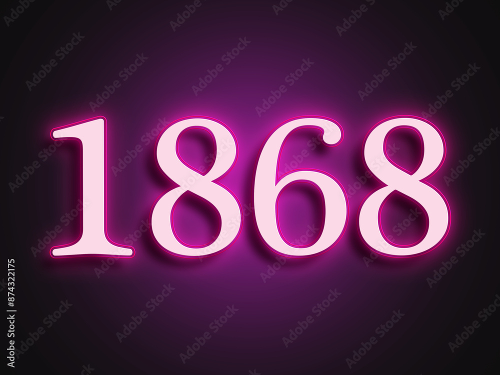 Pink glowing Neon light text effect of number 1868. Pink glowing Neon light text effect of number 1868.