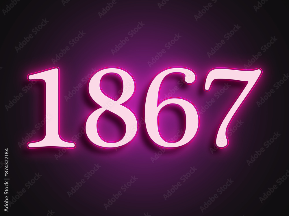 Pink glowing Neon light text effect of number 1867. Pink glowing Neon light text effect of number 1867.