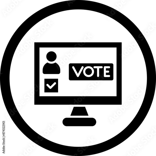 Online Voting Glyph Black Icon photo