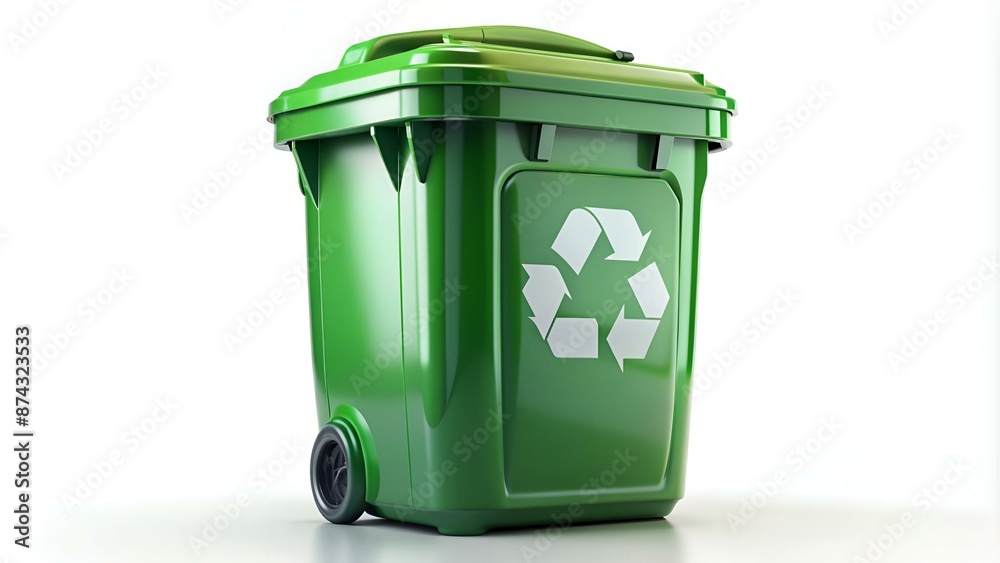 Green Garbage Container with Recycling Symbol, Transparent Background PNG - Generative A Green Garbage Container with Recycling Symbol, Transparent Background PNG - Generative A