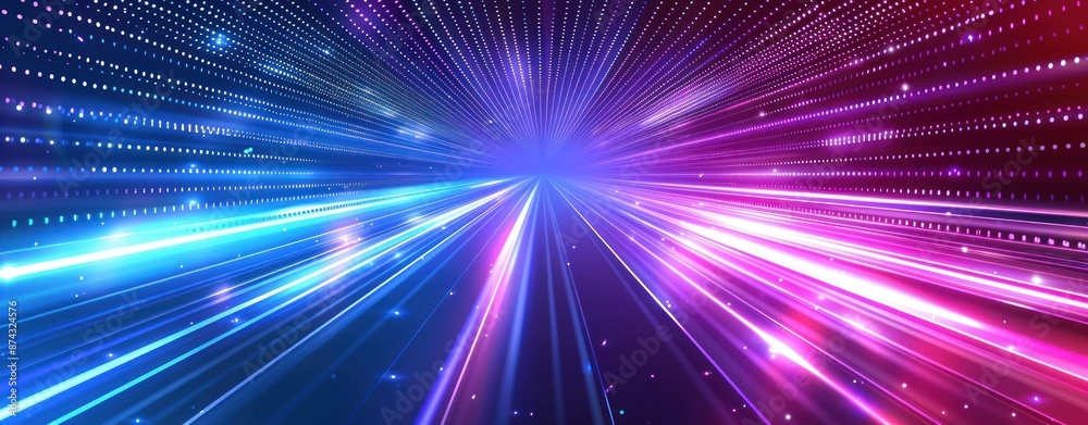 A digital tunnel with blue and pink light streaks, creating a sense of movement and speed A digital tunnel with blue and pink light streaks, creating a sense of movement and speed