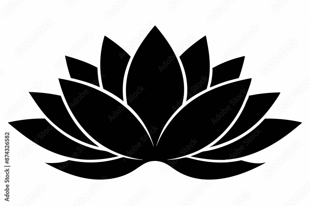 Fototapeta premium lotus vector illustration, lotus isolated on white, lotus silhouette, lotus vector art