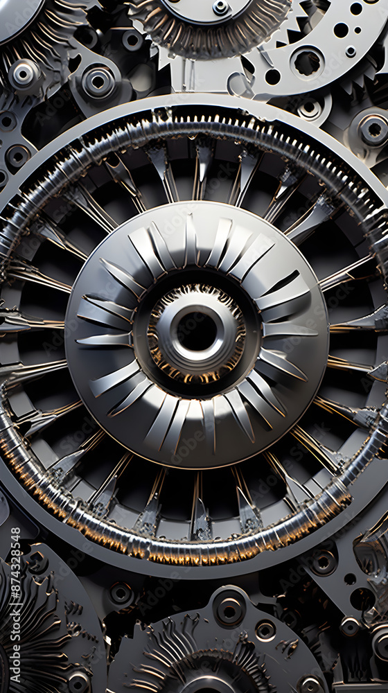 A Glimpse into the Complexity: Detailed View of an Airplane Turbine Engine A Glimpse into the Complexity: Detailed View of an Airplane Turbine Engine