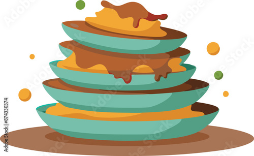 A pile of dirty plates