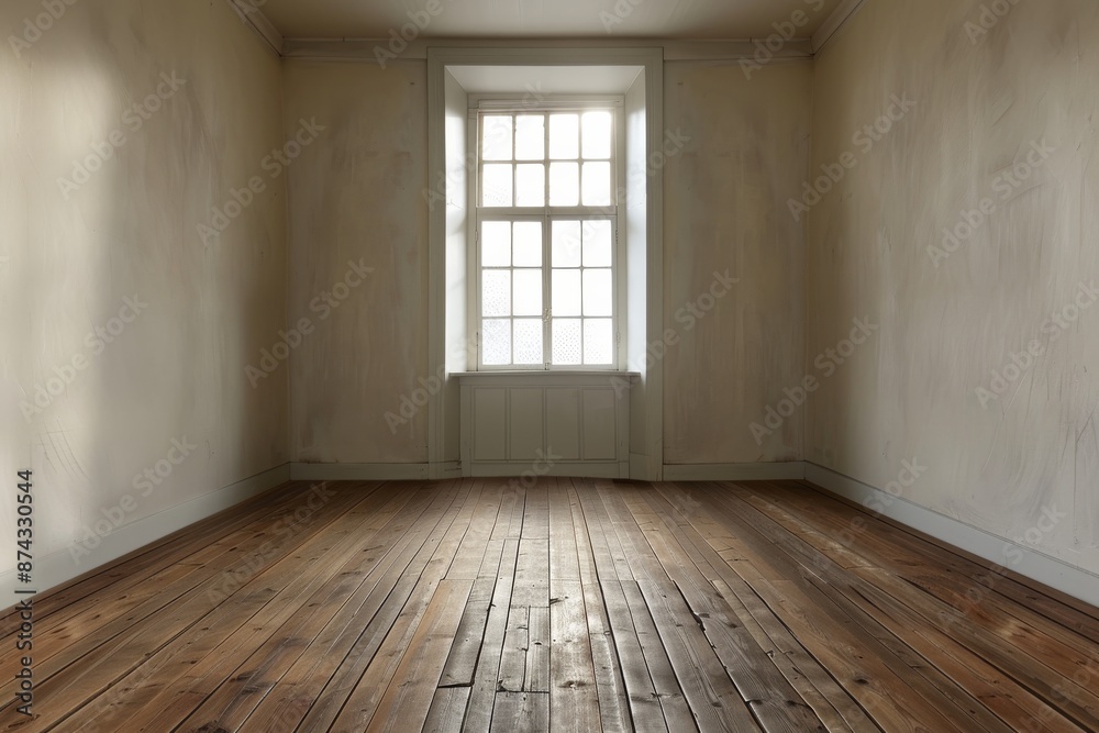 Interior of empty room with wooden floor and window. Interior of empty room with wooden floor and window.