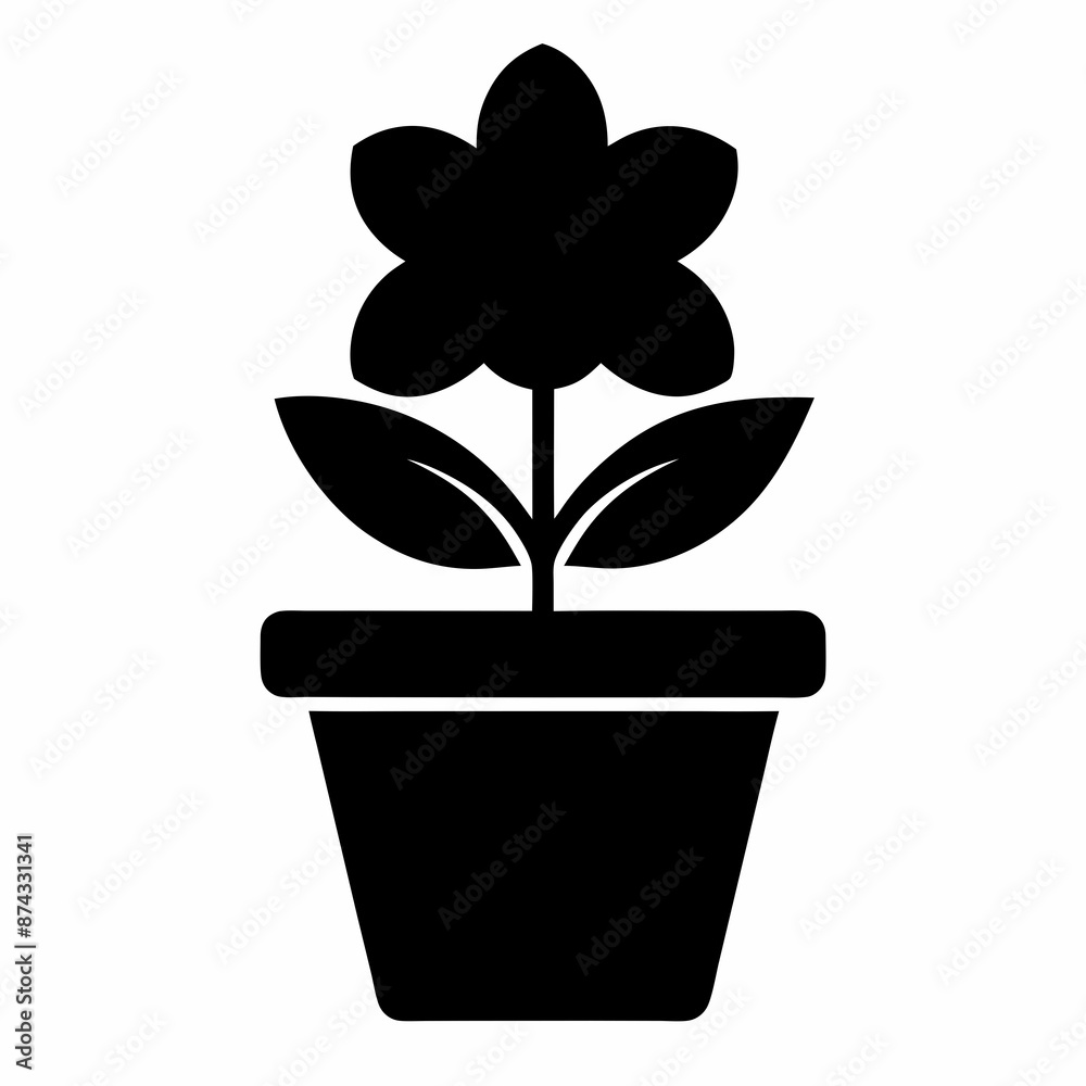 Plant vector illustration, plant in a pot isolated on white, plant silhouette, plant in a pot vector art Plant vector illustration, plant in a pot isolated on white, plant silhouette, plant in a pot vector art