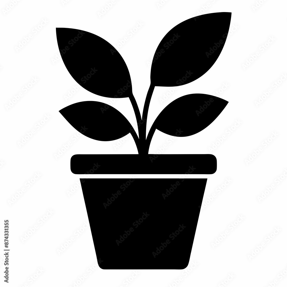 Plant vector illustration, plant in a pot isolated on white, plant silhouette, plant in a pot vector art Plant vector illustration, plant in a pot isolated on white, plant silhouette, plant in a pot vector art