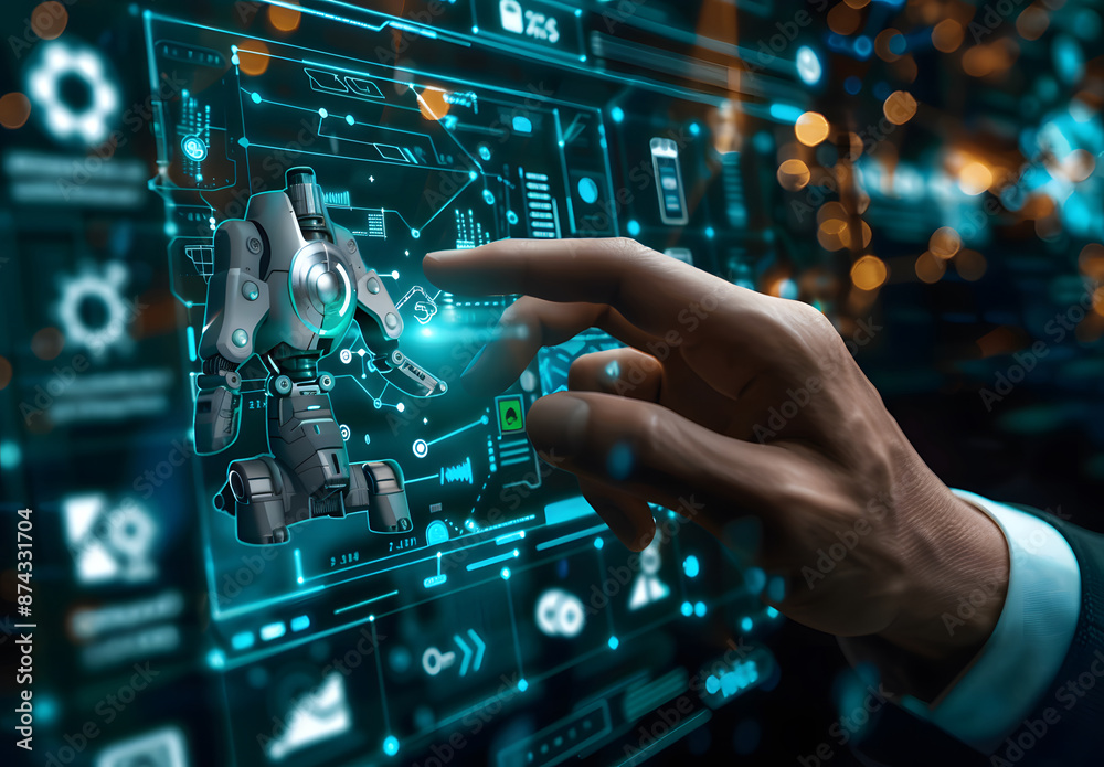 Smart industry 4.0 Cloud computing concept, Businessman touching virtual screen of physical system, IOT internet of things, cognitive computing industry design Smart industry 4.0 Cloud computing concept, Businessman touching virtual screen of physical system, IOT internet of things, cognitive computing industry design