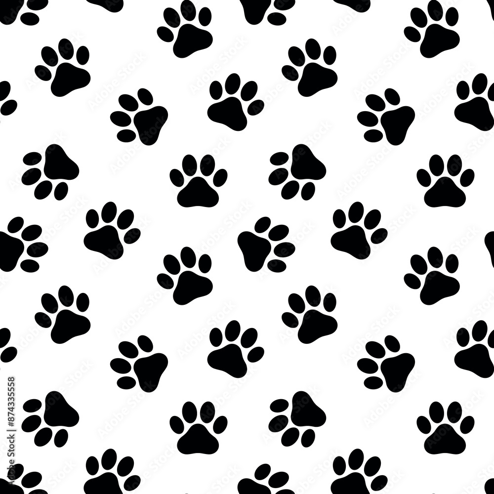 Fototapeta premium Animal Paw pattern - Vector cat paw seamless pattern - dog paw print wallpaper background