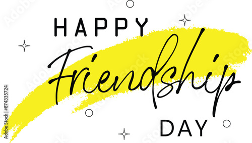 Happy Friendship day hand drawn lettering. Trendy vector typographic design. Modern calligraphy for greeting card, banner, invitation card, poster. vector eps10.
