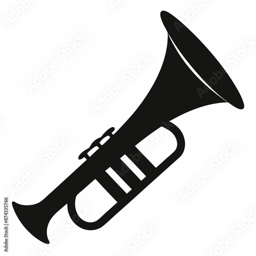 Trumpet vector illustration, trumpet isolated on white, trumpet silhouette, trumpet vector art