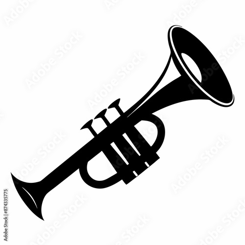 Trumpet vector illustration, trumpet isolated on white, trumpet silhouette, trumpet vector art