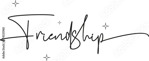 Happy Friendship day hand drawn lettering. Trendy vector typographic design. Modern calligraphy for greeting card, banner, invitation card, poster. vector eps10.