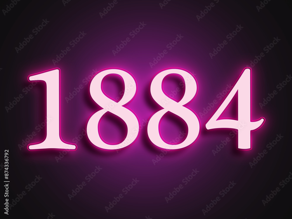 Pink glowing Neon light text effect of number 1884. Pink glowing Neon light text effect of number 1884.