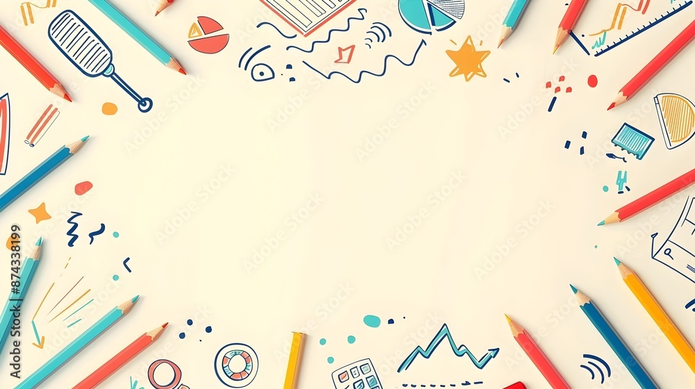 Playful Doodle Border with Empty Space for Text and Conference Room Supplies Playful Doodle Border with Empty Space for Text and Conference Room Supplies