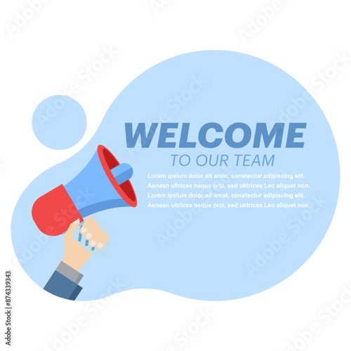 greeting card template concept, welcome to our team, new team member, welcome word, greeting concept, Join our team sign. Flat style. Vector icon, graphic element for landing page, ui, banner. © FAHMI