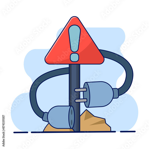 Plug error concept, Electrical socket with plug. cable disconnected. Connect disconnection, modern graphic element for landing page, ui, infographics, icons. flat design vector illustration.