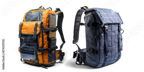 Solar-Powered Backpack for Portable Charging on Transparent Background