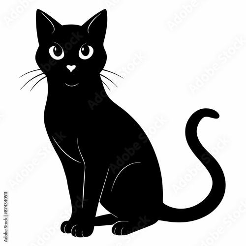 cat vector illustration, cat isolated on white, cat silhouette, cat vector art