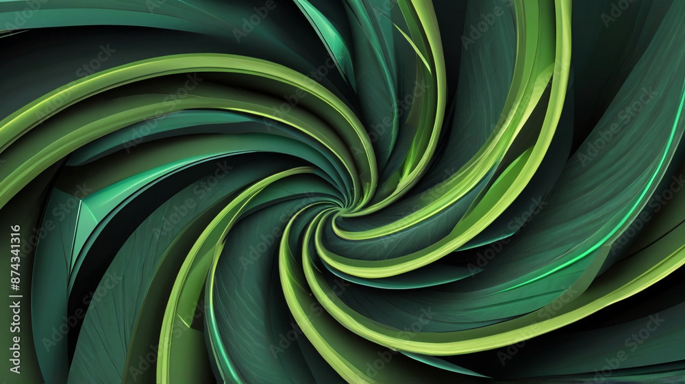 Obraz premium Hypnotic disk, Hypno-wheel in black, green and light green. Background texture for cover, screensaver, wallpaper, banner