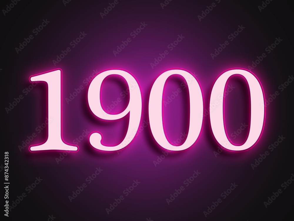 Pink glowing Neon light text effect of number 1900. Pink glowing Neon light text effect of number 1900.