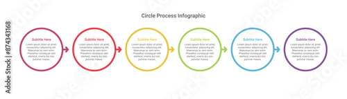 Circle process infographic with 6 steps.