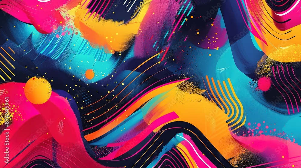 Colorful abstract art with dynamic shapes and splashes Colorful abstract art with dynamic shapes and splashes
