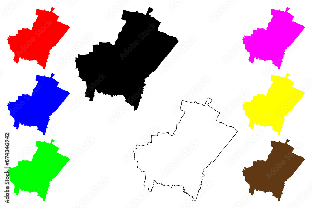 Oadby and Wigston Non-metropolitan district, Borough (United Kingdom of Great Britain and Northern Ireland, ceremonial county Leicestershire or Leics, England) map vector illustration, scribble sketch Oadby and Wigston Non-metropolitan district, Borough (United Kingdom of Great Britain and Northern Ireland, ceremonial county Leicestershire or Leics, England) map vector illustration, scribble sketch