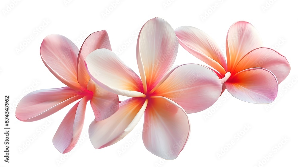 Exotic Pastel Plumeria Flowers in Bloom with Soft Floral Petals Exotic Pastel Plumeria Flowers in Bloom with Soft Floral Petals