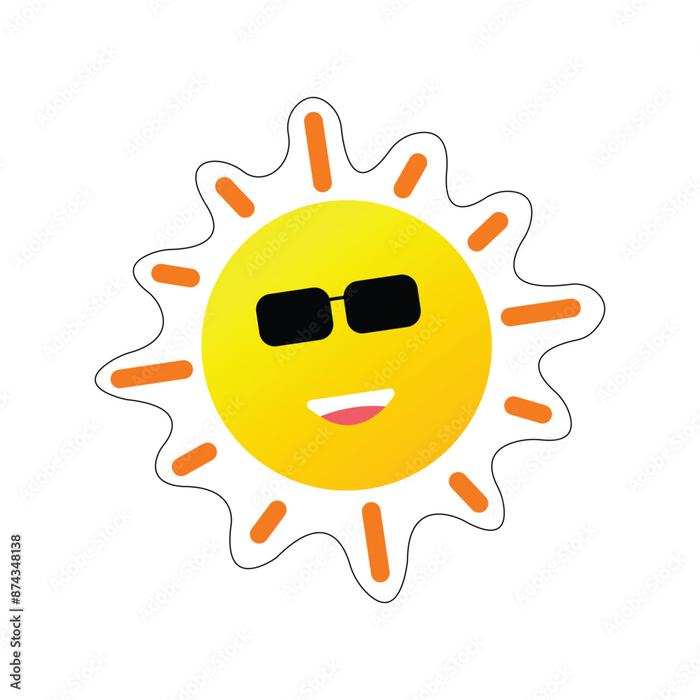 Fototapeta premium Sun clipart wearing black sunglasses