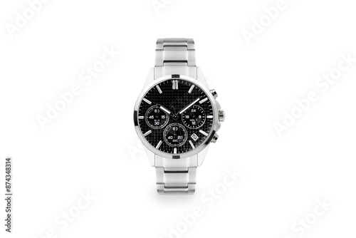 Luxury watch isolated on white background. With clipping path for artwork or design. No brand Black Watch.