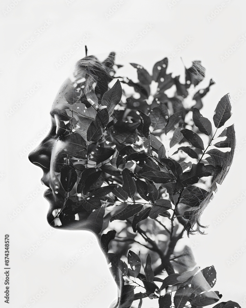 black-and-white-double-exposure-photography-of-the-silhouette-head-in