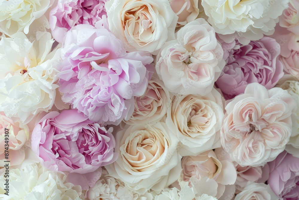Close-up of a bouquet of pink and white roses. Close-up of a bouquet of pink and white roses.