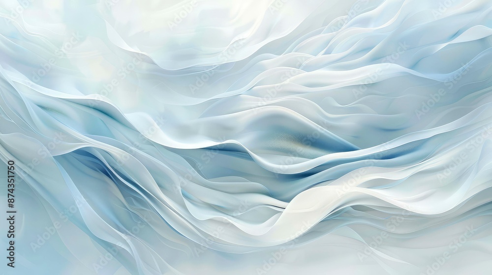 Obraz premium Abstract blue and white fabric flowing in the wind.