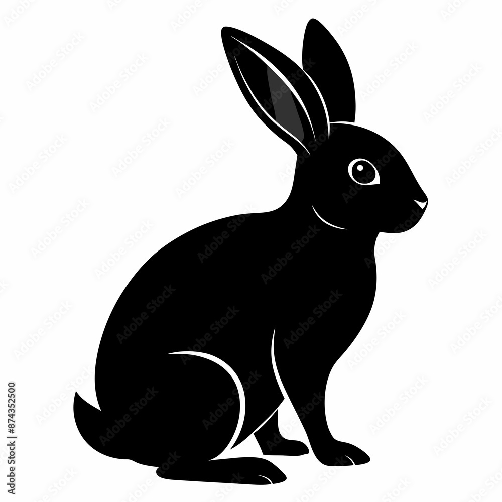 Fototapeta premium Rabbit vector illustration, bunny isolated on white, rabbit silhouette, bunny vector art