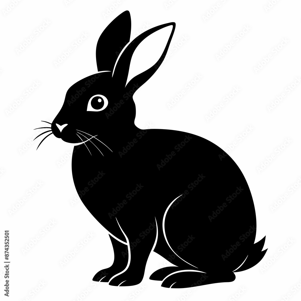 Obraz premium Rabbit vector illustration, bunny isolated on white, rabbit silhouette, bunny vector art